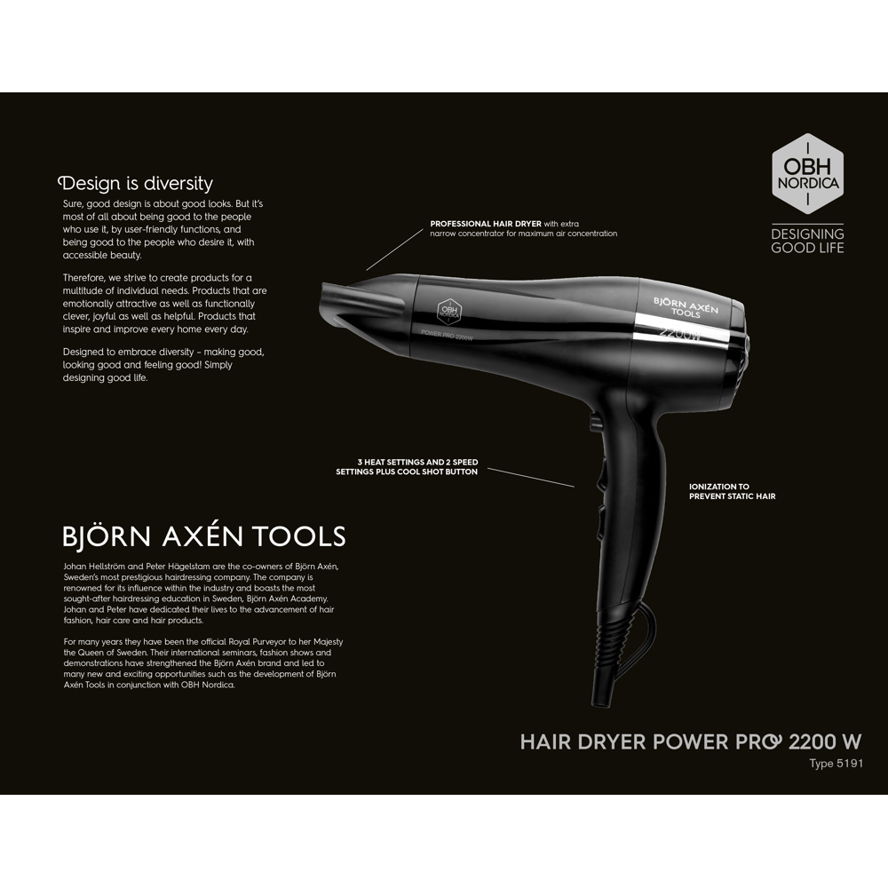 Björn Axén Tools Power Pro Hair Dryer 2200W