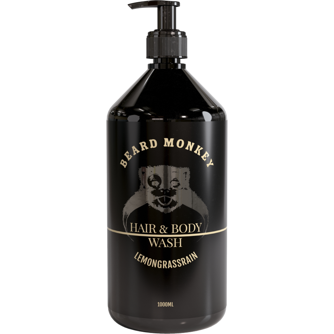 Beard Monkey Hair & Body Wash - Lemongrass, 1000ml, Suihkugeeli