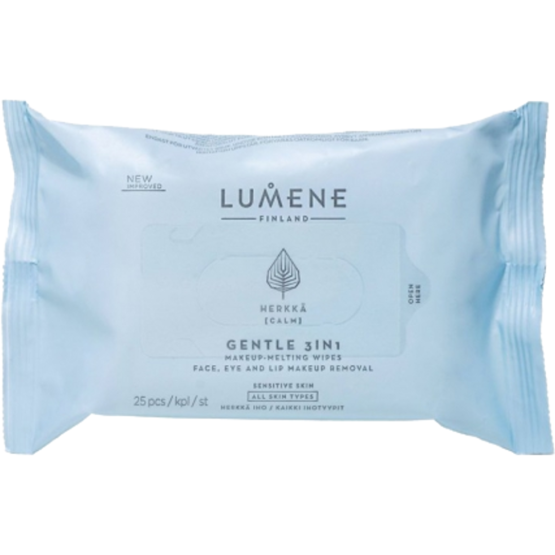 Lumene Herkkä Gentle 3in1 Makeup Melting Wipes, 25-Pack