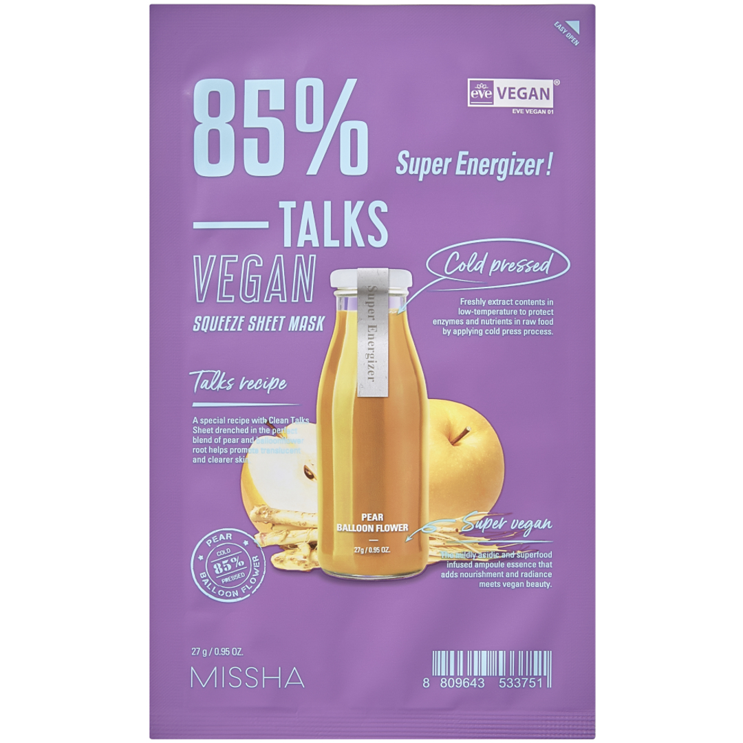 MISSHA Talks Vegan Squeeze Sheet Mask [Super Energizer], 27g