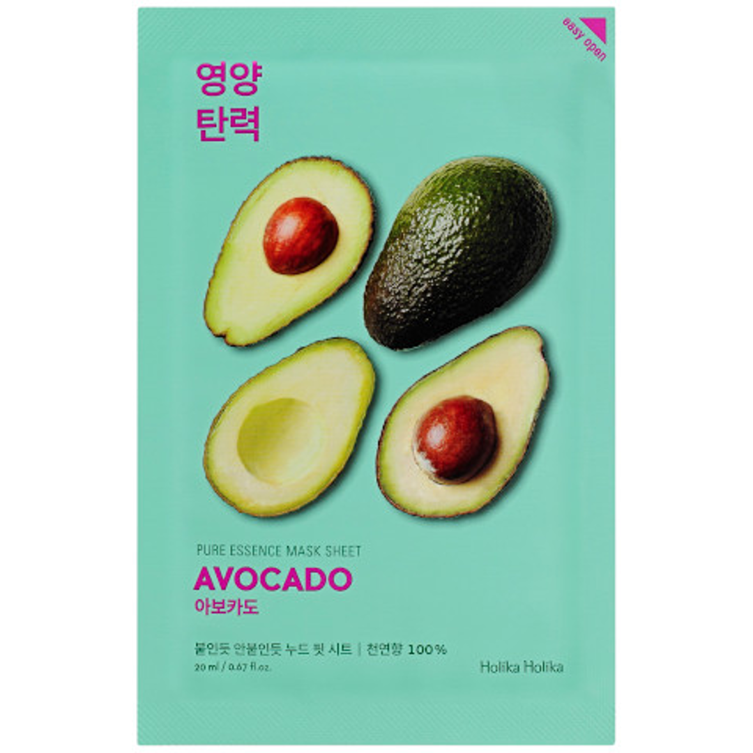 Holika Holika Pure Essence Mask Sheet - Avocado, 23ml, Kasvonaamio, Hyaluronihappo