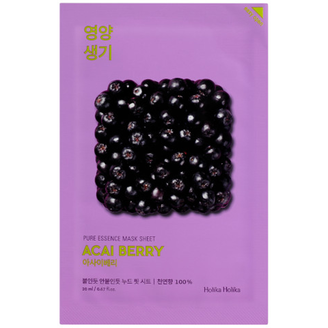 Holika Holika Pure Essence Mask Sheet - Acai Berry, 23ml, Hyaluronic Acid ansiktsmask