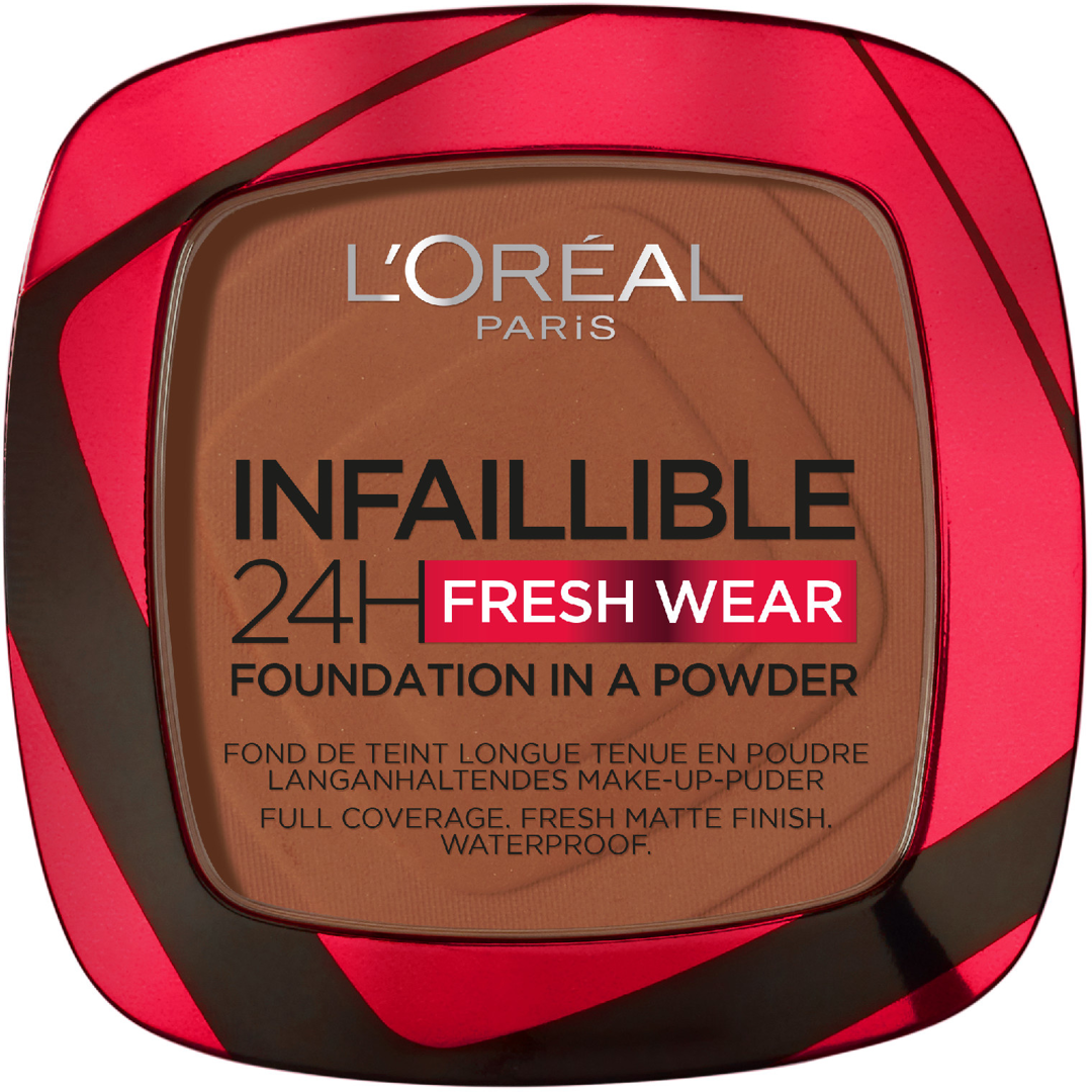 L'Oréal Paris Infaillible 24H Fresh Wear Powder Foundation, 375 Deep Amber, Puuteri