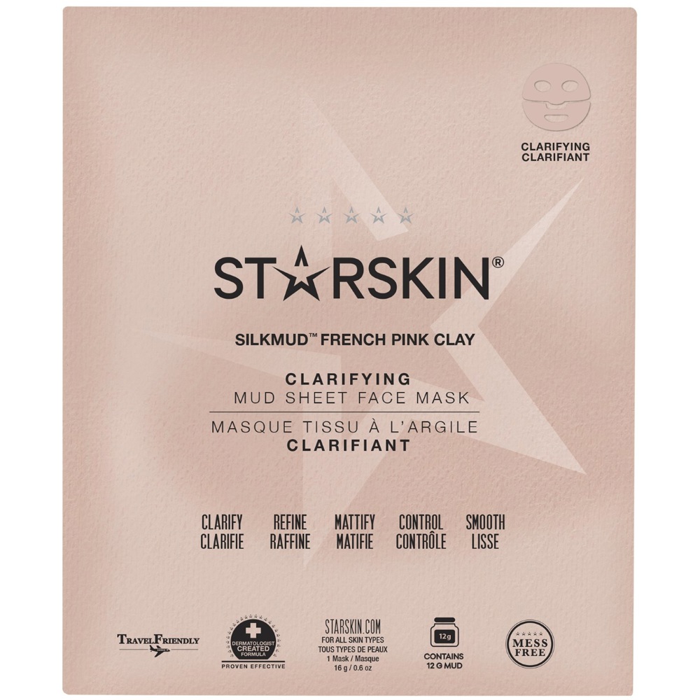 SILKMUD™ Pink French Clay Purifying Mud Sheet Mask, 12g