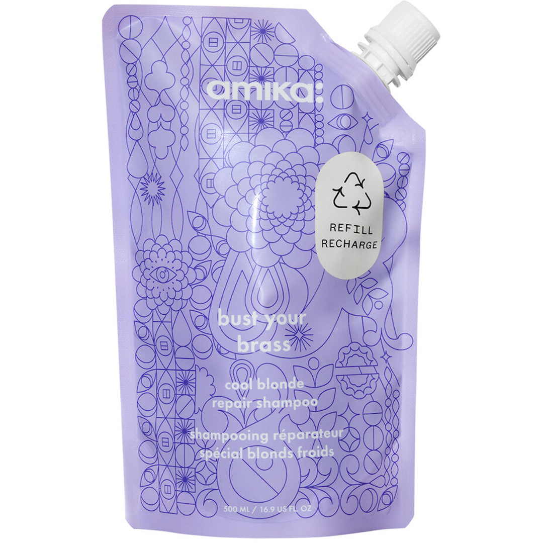 Amika Bust Your Brass Cool Blonde Repair Shampoo, 500ml Refill