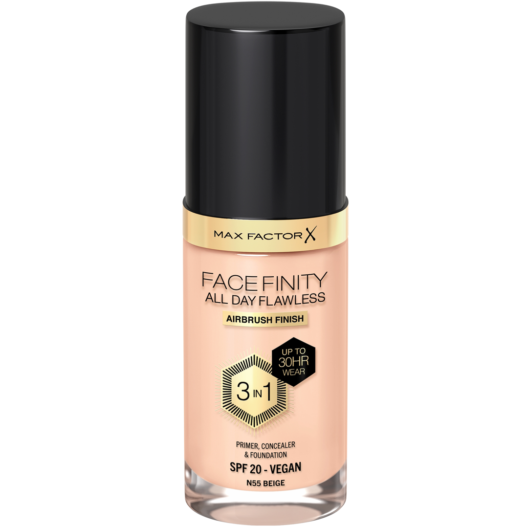 Max Factor All Day Flawless 3-in-1 Liquid Foundation, 55 Beige foundation