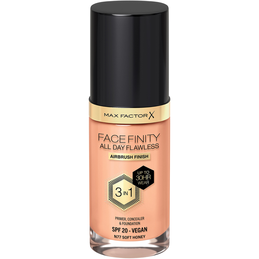 Max Factor All Day Flawless 3-in-1 Liquid Foundation, 77 Soft Honey foundation