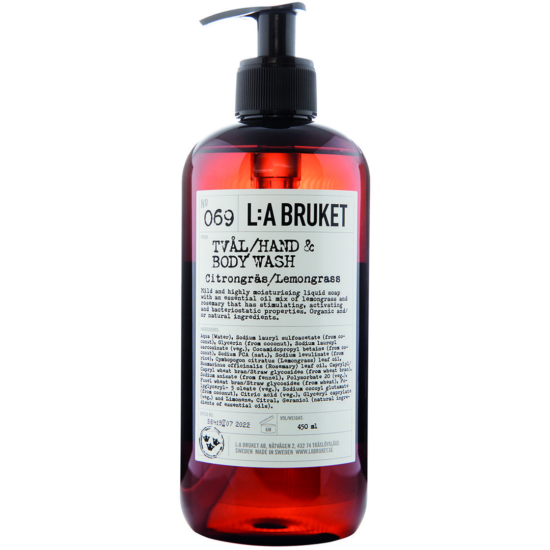 L:a Bruket 069 Hand & Body Wash, Lemongrass, 450ml, gräs