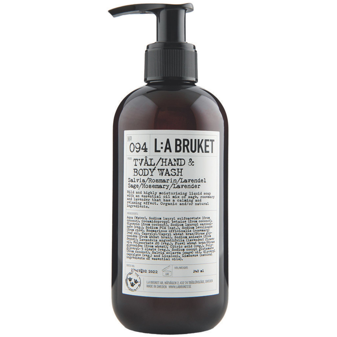 L:a Bruket 094 Hand & Body Wash, Sage and Rosemary and Lavender, 240ml