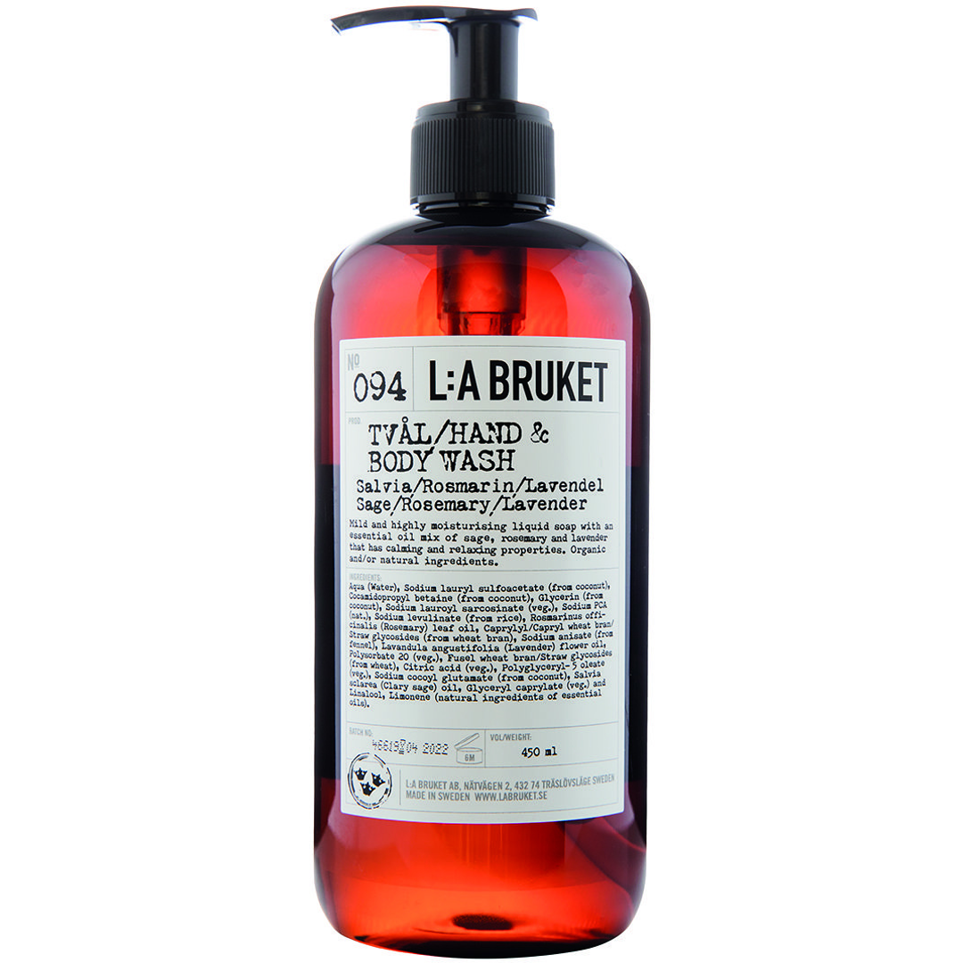 L:a Bruket 094 Hand & Body Wash, Sage and Rosemary and Lavender, 450ml, Käsisaippua