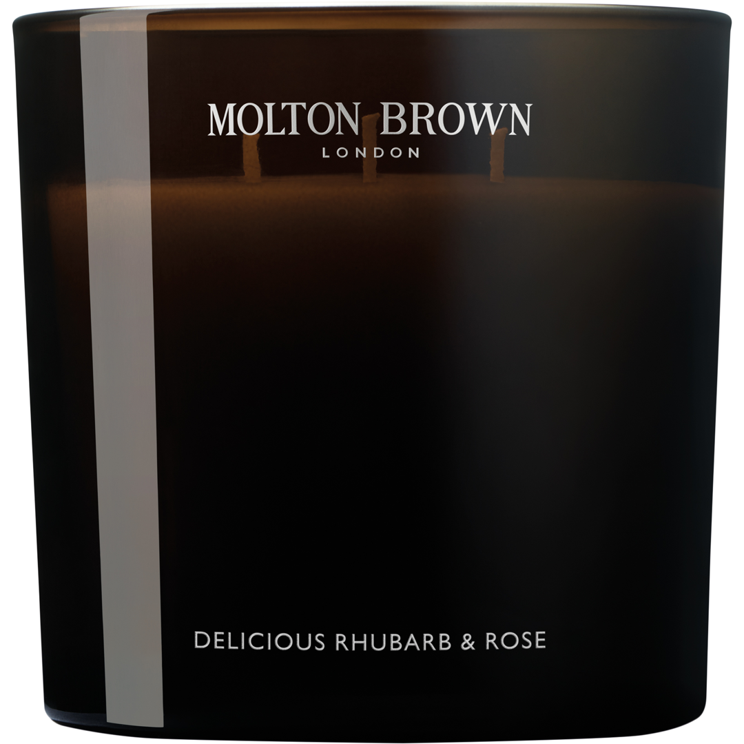 Molton Brown Luxury Scented Candle Triple Wick, Delicious Rhubarb & Rose