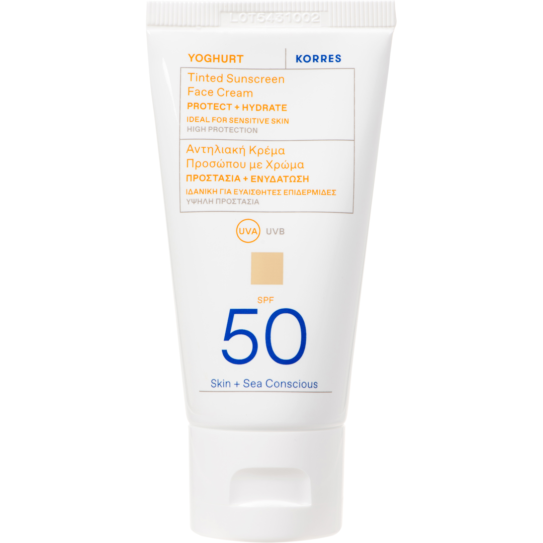KORRES Yoghurt Tinted Sunscreen Face Cream SPF50, 50ml solkräm