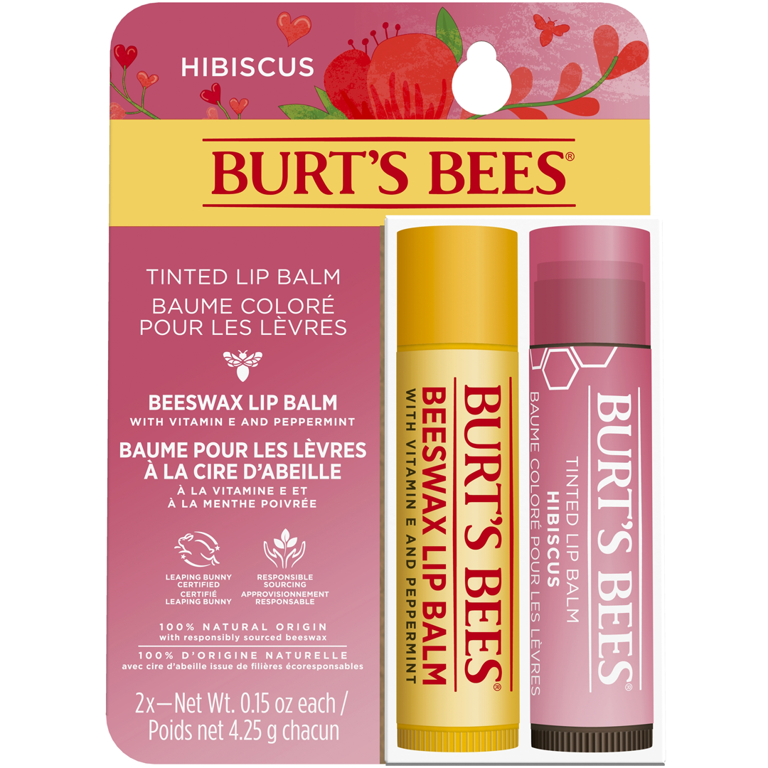 Burt's Bees Beeswax Lip Balm & Hibiscus Tinted Lip Balm Gift Set hårvax