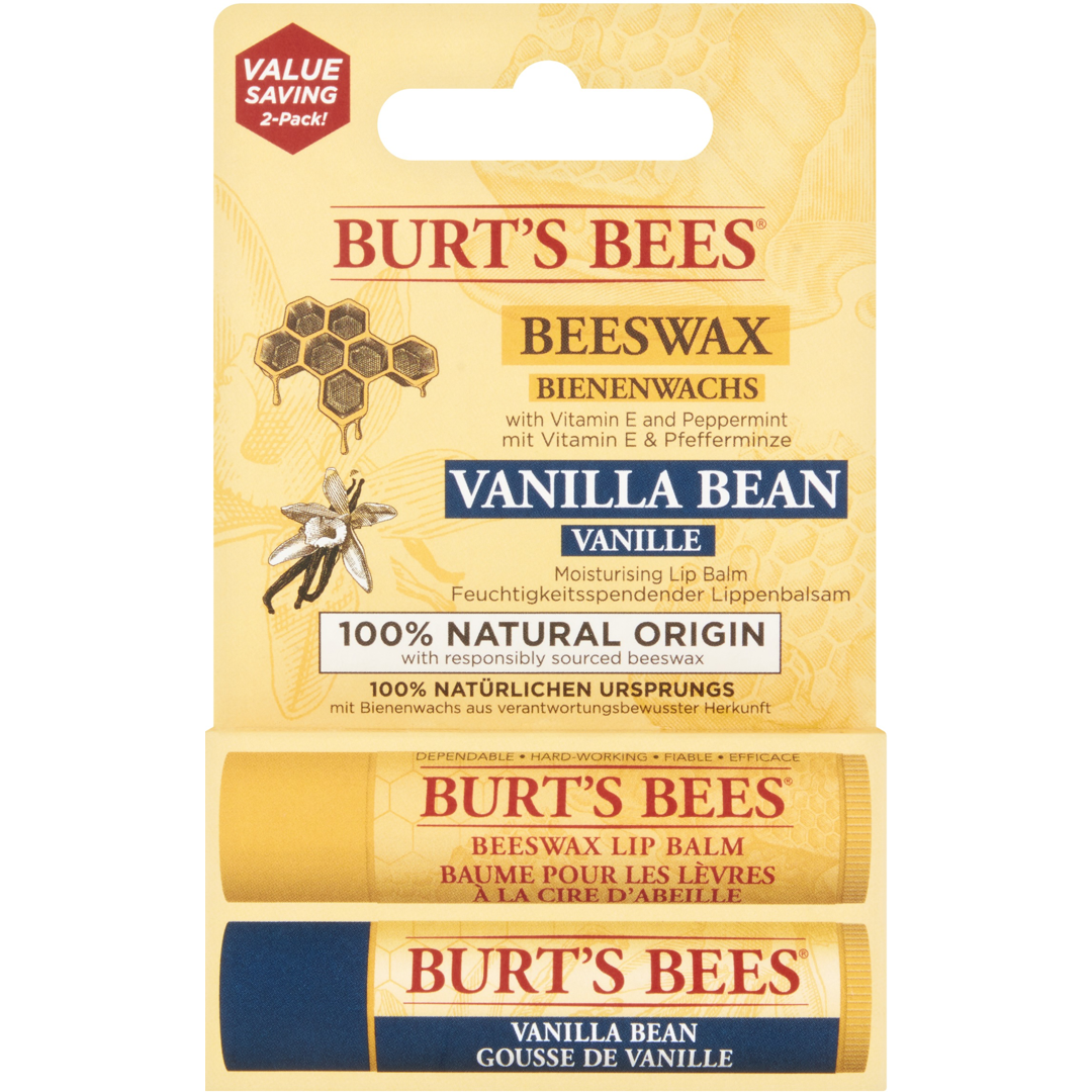 Burt's Bees Lip Balm Duo Beeswax & Vanilla Bean hårvax