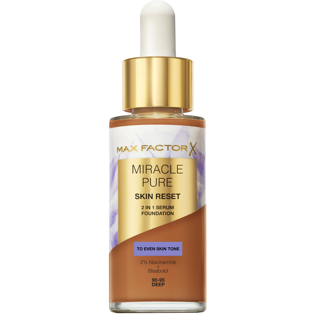 Max Factor Miracle Pure 2in1 Skin Reset Serum Foundation, 90-95 Deep, Meikkivoide