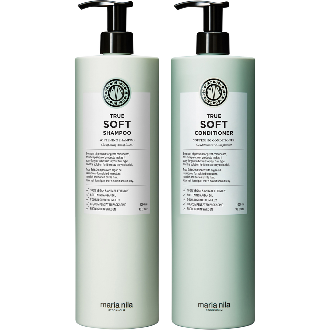 Maria Nila True Soft Conditioner 1000ml + Shampoo 1000ml, Hoitoaine