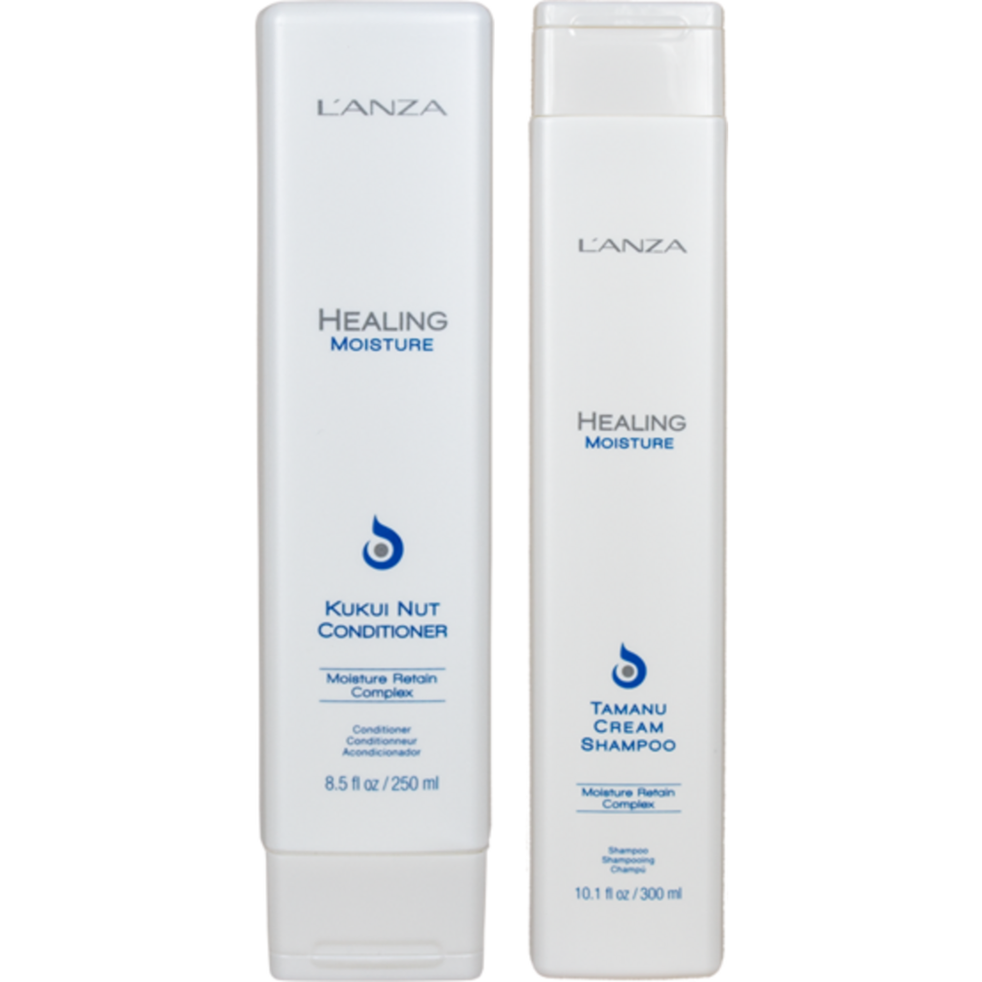 LANZA Healing Moisture Kukui Nut Conditioner 250ml + Tamanu Cream Shampoo 300ml hårprodukter balsam